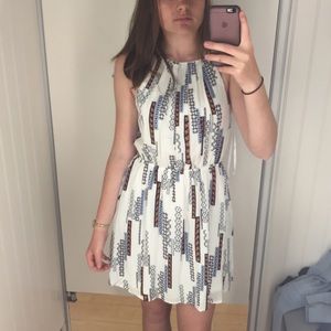 White halter boho pattern dress elastic waist